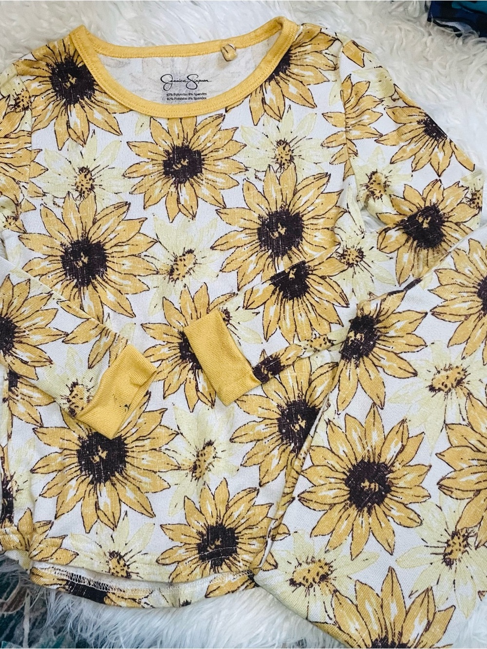 Jessica Simpson Yellow Sunflower Scoop Neck Top